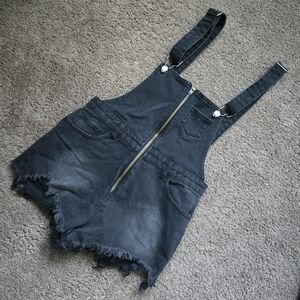 Unif black denim overall shorts